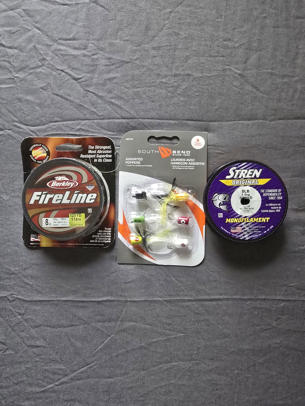 New Berkley FireLine Braided & Stren Monofilament Fishing Lines  8lb Test & Lure